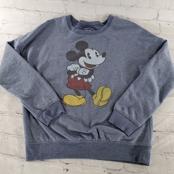 🔹️Disney Blue Mickey Mouse Long Sleeve Sweatshirt Medium - Picture 1 of 6